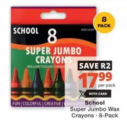 Checkers School Super Jumbo Wax Crayons - 8-Pack offer