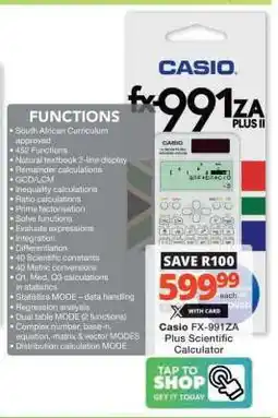 Checkers Casio FX-991ZA Plus Scientific Calculator offer