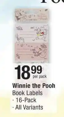 Checkers Winnie the Pooh Book Labels offer