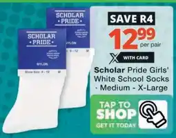 Checkers Scholar Pride Girls' White School Socks offer