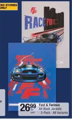 Checkers FAST & FURIOUS A4 BOOK JACKETS offer