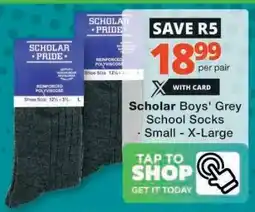 Checkers Scholar Boys' Grey School Socks offer