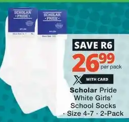 Checkers Scholar Pride White Girls' School Socks offer
