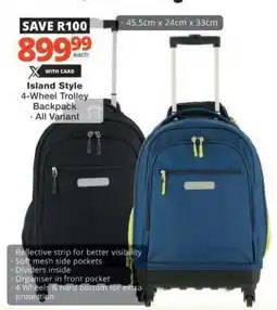 Checkers Island Style 4-Wheel Trolley Backpack offer