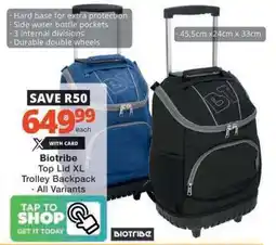 Checkers Biotribe Top Lid XL Trolley Backpack offer
