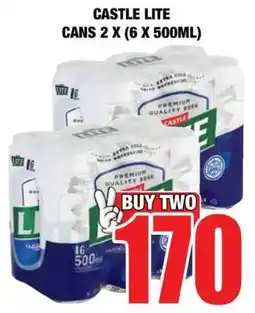 Boxer CASTLE LITE CANS 2 X (6 X 500ML) offer