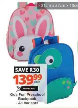 Checkers Kids Fun Preschool Backpack offer
