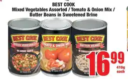 Boxer BEST COOK Mixed Vegetables Assorted / Tomato & Onion Mix / Butter Beans in Sweetened Brine offer