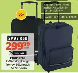 Checkers Fullmarks 2-Division Large Trolley Backpack offer