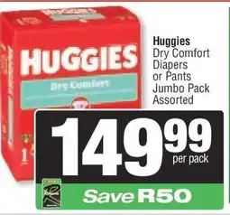 Spar Huggies Dry Comfort Diapers or Pants Jumbo Pack offer
