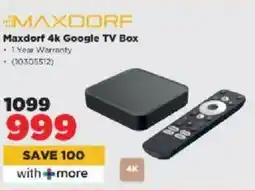 HiFi Corp Maxdorf 4k Google TV Box offer