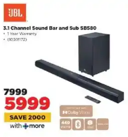 HiFi Corp JBL 3.1 Channel Sound Bar and Sub SB580 offer