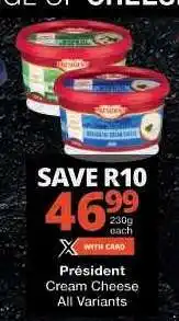 Checkers PRESIDENT Cream Cheese offer