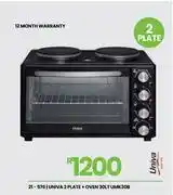Fair Price Univa 30L 2 Plate + Oven UMK30B 21-576 offer