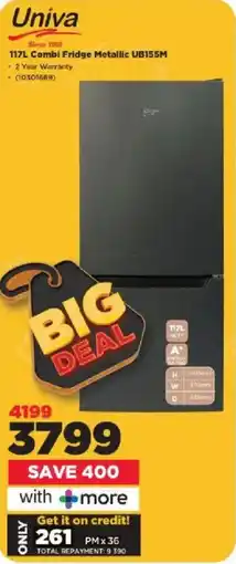 HiFi Corp Univa Combi Fridge Metallic UB155M offer