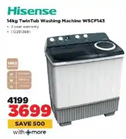 HiFi Corp Hisense Twin Tub Washing Machine WSCF143 offer