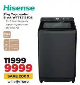 HiFi Corp Hisense Top Loader Black WT7T2125DB offer