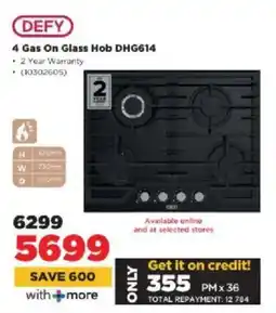 HiFi Corp DEFY 4 Gas On Glass Hob DHG614 offer
