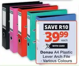 Checkers Hyper Donau A4 Plastic Lever Arch File offer