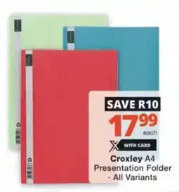 Checkers Hyper Croxley A4 Presentation Folder offer