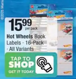 Checkers Hyper Hot Wheels Book Labels offer