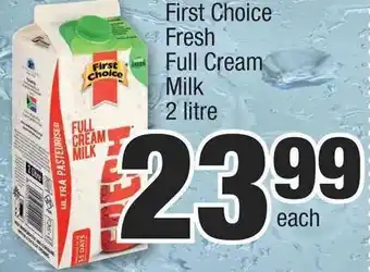 Spar First Choice Fresh Full Cream Milk 2 Litre offer
