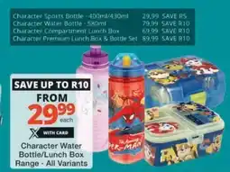 Checkers Hyper Character Water Bottle/ Lunch Box Range offer