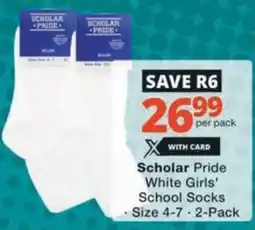 Checkers Hyper Scholar Pride White Girls' School Socks offer