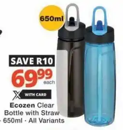 Checkers Hyper Ecozen Clear Bottle with Straw offer