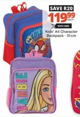 Checkers Hyper Kids' A4 Character Backpack offer