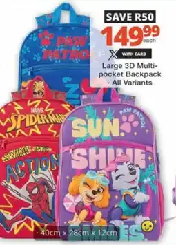 Checkers Hyper Large 3D Multi-pocket Backpack offer