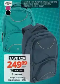 Checkers Hyper Steelers Large Journey Backpack offer