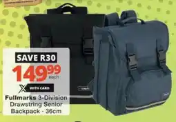 Checkers Hyper Fullmarks 3-Division Drawstring Senior Backpack offer