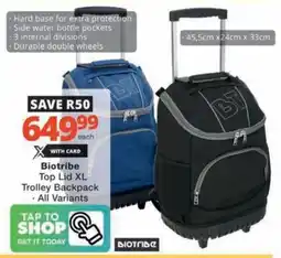 Checkers Hyper Biotribe Top Lid XL Trolley Backpack offer