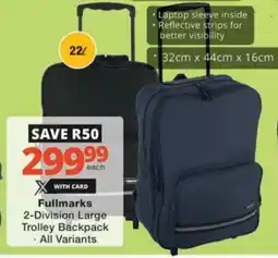 Checkers Hyper Fullmarks 2-Division Large Trolley Backpack offer