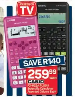 Pick n Pay Hypermarket CASIO FX-82ZA PLUS II Scientific Calculator Assorted Colours offer