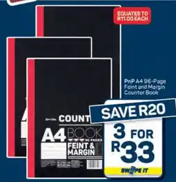 Pick n Pay Hypermarket PnP A4 96-Page Feint and Margin Counter Book offer