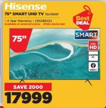 HiFi Corp Hisense 75" Smart UHD TV offer