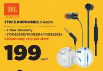HiFi Corp JBL T110 Earphones offer