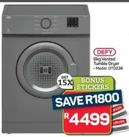 Pick n Pay Hypermarket DEFY 6kg Vented Tumble Dryer offer