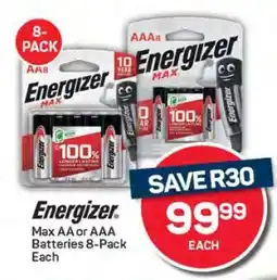 Pick n Pay Energizer Max AA or AAA Batteries 8-Pack Each offer