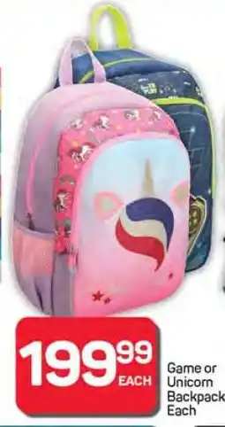 Pick n Pay Hypermarket Game or Unicorn Backpack offer