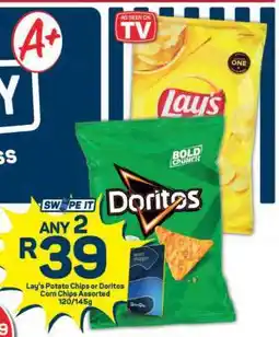 Pick n Pay Lay’s Potato Chips or Doritos Corn Chips Assorted 120/145g offer
