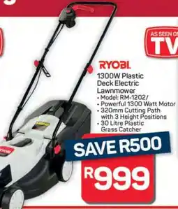 Pick n Pay Hypermarket RYOBI 1300W Plastic Deck Electric Lawnmower offer