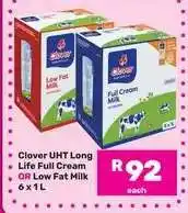 Game Clover UHT Long Life Full Cream OR Low Fat Milk offer