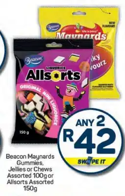Pick n Pay Beacon Maynards Gummies, Jellies or Chews Assorted 100g or Allsorts Assorted 150g offer