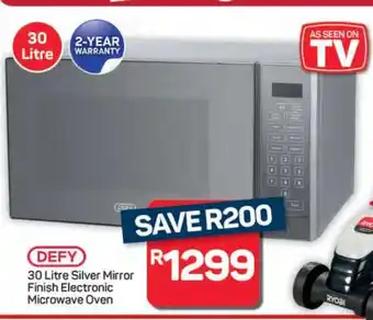 Pick n Pay Hypermarket DEFY 30 Litre Silver Mirror Finish Electronic Microwave Oven offer