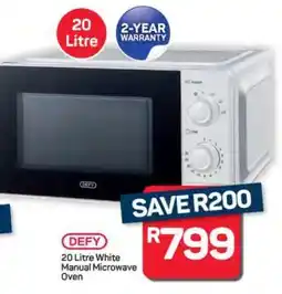 Pick n Pay Hypermarket DEFY 20 Litre White Manual Microwave Oven offer