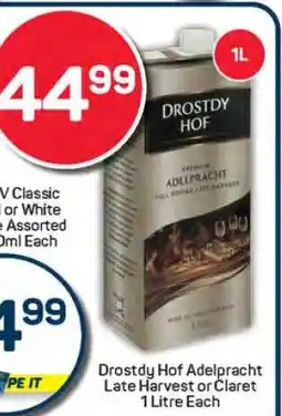 Pick n Pay Drostdy Hof Adelpracht Late Harvest or Claret 1 Litre Each offer