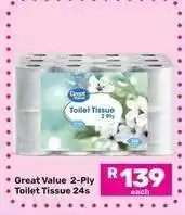 Game Great Value 2-Ply Toilet Tissue 24s offer
